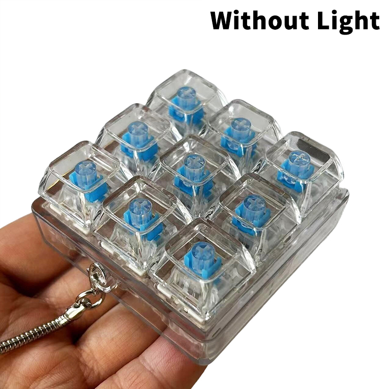 4/9 Toetsen Mechanische Toetsenbord As Tester LED Toetsenbord Sleutel Speelgoed Stress DIY Knop Keycap Fidget Sleutelhanger Speelgoed: GRIJS