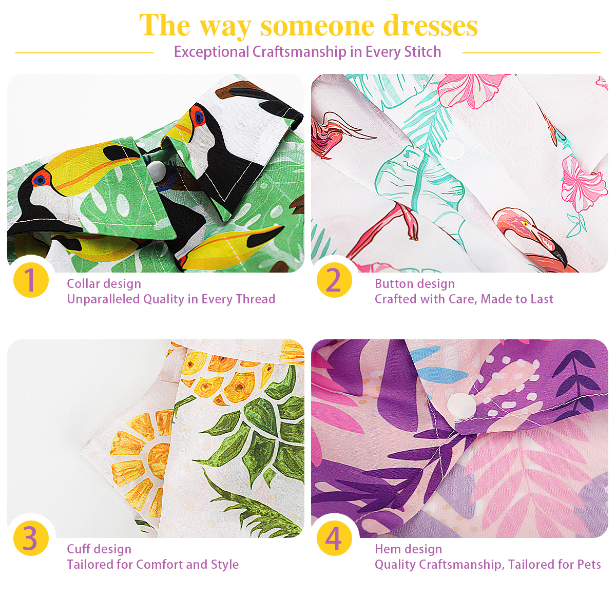 Chemise pour chien de style hawaïen : tenue d'été pour chiens de petite, moyenne et grande taille – Un vêtement indispensable pour un garde-robe de votre animal de compagnie