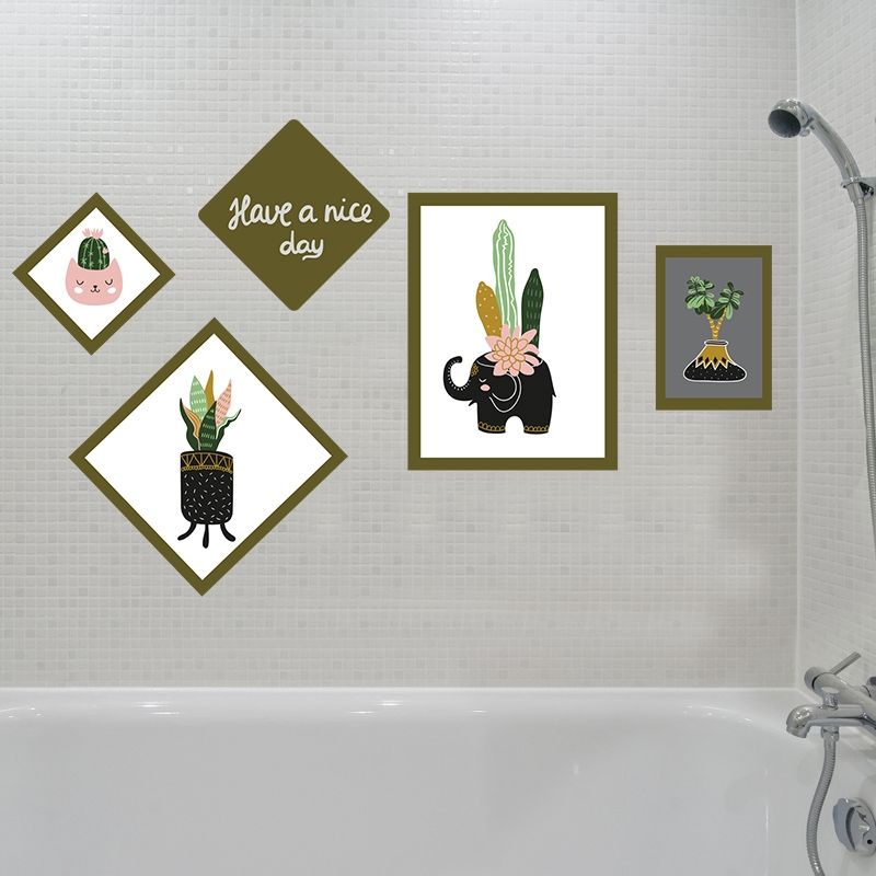 3D Sticker Badkamer Tegel Waterdicht Muursticker Drie-Dimensionale Keuken Wanddecoratie Plant Woonkamer Slaapkamer Gang Nl: green