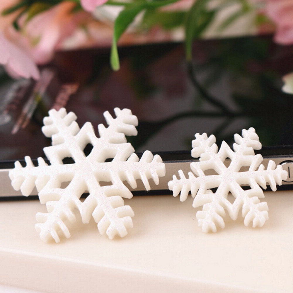 10 stks Sneeuwvlok Witte Hars Plakstenen Craft Mini Xmas Decoratie Benodigdheden Vrolijk Kerst Ornamenten Gelukkig Nieuwjaar