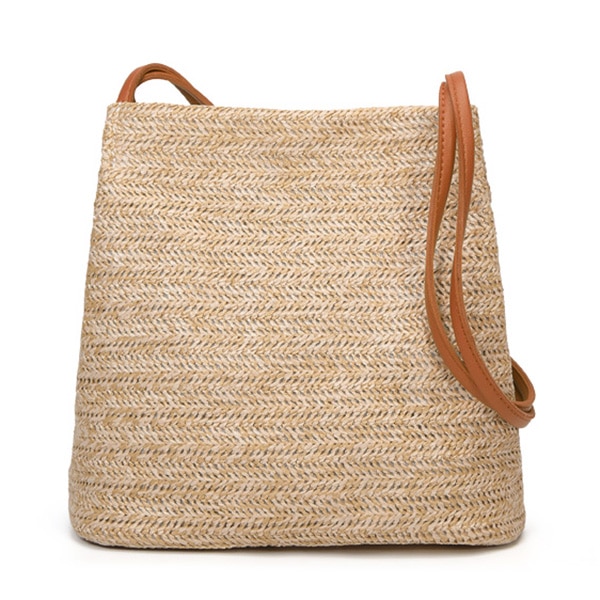 Bali vintage artesanal crossbody bolsa de couro palha redonda praia saco meninas círculo rattan saco pequeno boêmio bolsa de ombro (marrom)