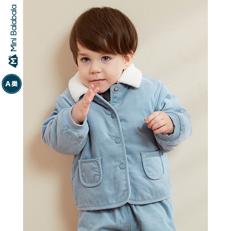 Minibalabala Baby Lam Haar Warme Jas Jongens Baby Revers Overhemd Winter Kinderkleding