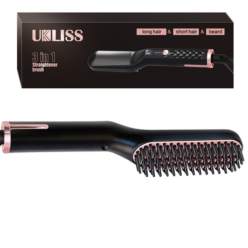 Peine alisador de barba para hombres, cepillo alisador de pelo con calefacción , multifuncional, alisador de pelo: with box / US