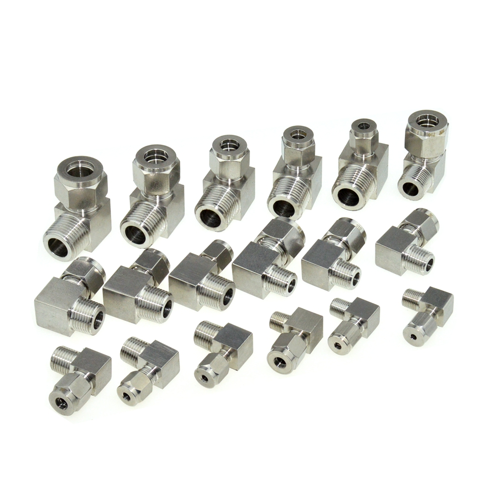 2Pcs 1/4" BSPT Male Thread x 6MM Double Ferrule Tube Compression Elbow Fitting Male Thread Connector PT Stainless Steel 304