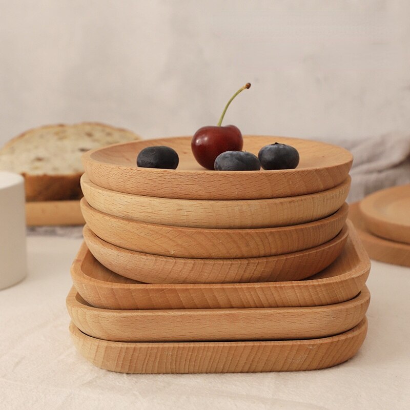 Ronde/Vierkante Houten Plaat Beuken Plaat Bakken Dessertbord Keuken Benodigdheden Koffie Dienblad Thee Bekerhouder Sushi Plaat Brood schotel