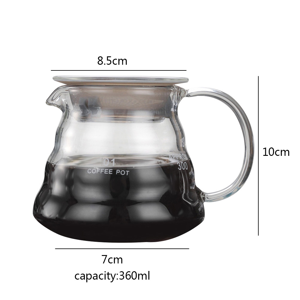Pour Over Range Coffee Server Carafe Drip Coffee Pot Coffee Kettle Brewer Barista Percolator Clear 360ml 600ml 800ml