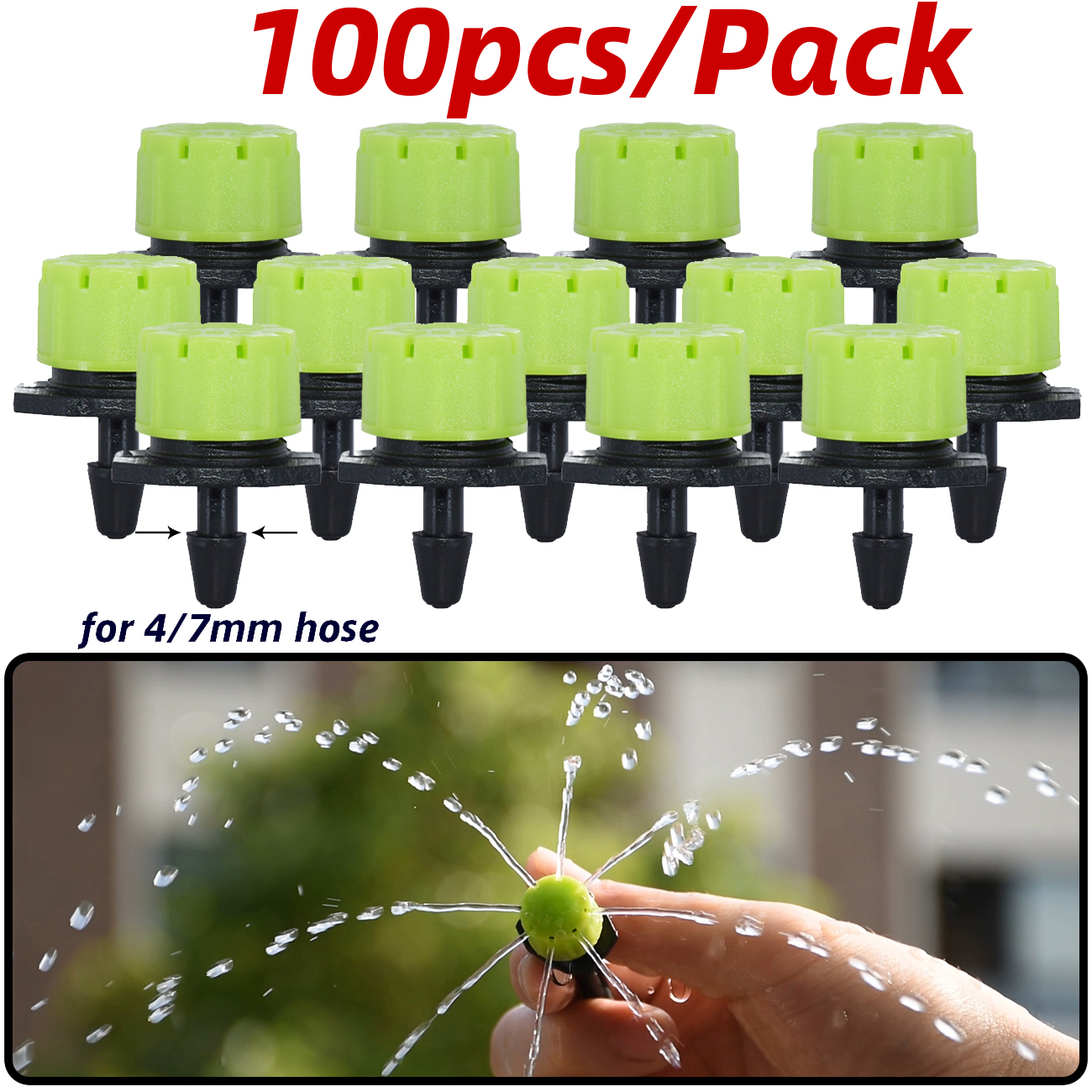 30-800PCS Garden 4/7mm Adjustable Dripper Greenhouse Sprinkler Micro Drip Irrigation Watering Anti-Clogging Emitter 1/4inch Hose: Clear