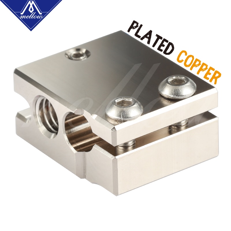 Mellow Top NF-V6 PT100 Volcano Plated Copper Heat Block For E3d Volcano Hotend 3D Printer For BMG Extruder Heated Block