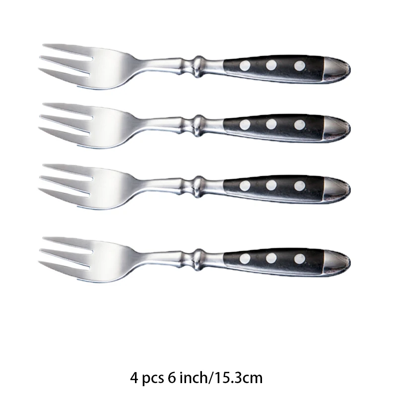 Cubiertos clásicos y elegantes de acero inoxidable, juego de 4/6/8 piezas, cuchillo deportivo de , cuchillo para carne con horquilla completa, juego de cubiertos creativos: Castaño