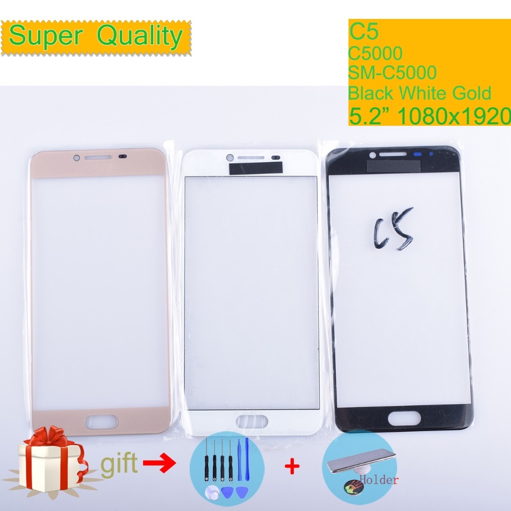 Voor samsung galaxy  c5 c5000 sm-c5000 touchscreen frontglaspaneel touchscreen  c5 buitenste glazen lens geen lcd-vervanging