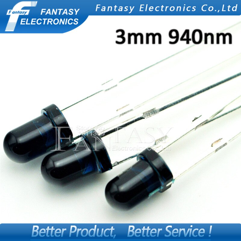 100 stuks led 3mm 940nm ir ontvangstdiode ronde buislamp
