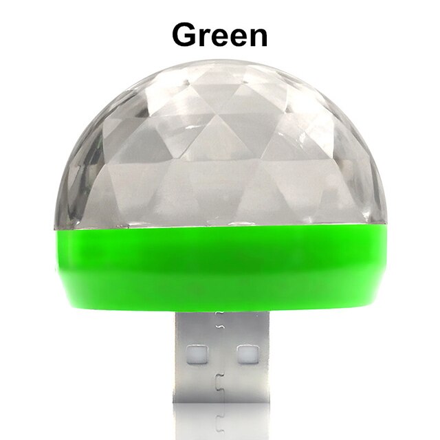 Usb  dc5v färgglada scen ljus musik kontroll bil dekoration atmosfär lampa röststyrning ktv dj disco lampor för iphone android: Grön / Blixt för iphone