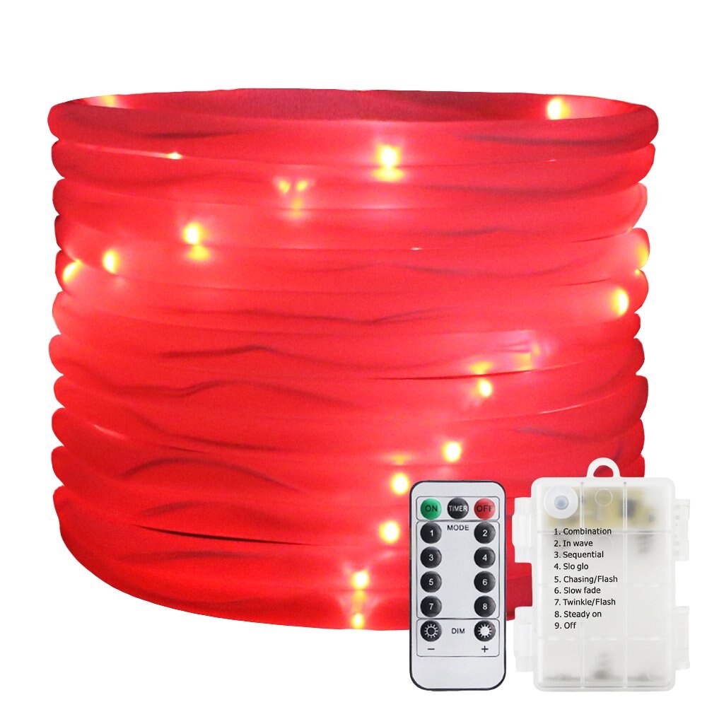 Led-köysiputkivalosarja 5m 10m ulkokäyttöön tarkoitettu jouluvalonauha kuparilangasta valmistettu keijuvaloseppele tee-se-itse-puutarha-aidan juhlakoristeeseen: Punainen / 10m 100 ledit