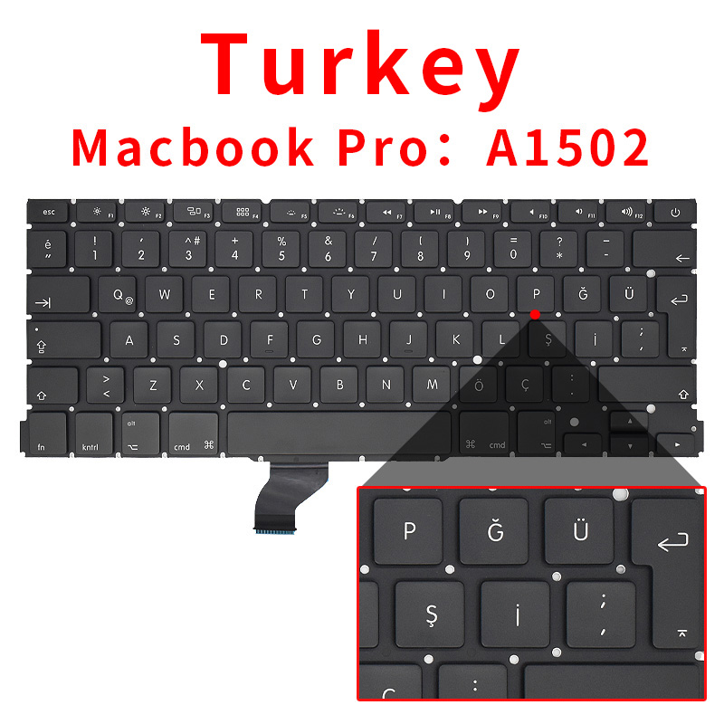 A1502 keyboard for Macbook Pro Retina 13.3 inches laptop ME864 ME865 ME866 keyboards Brand: black