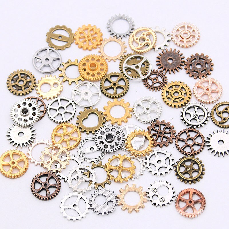 SÜßE GLOCKE 100Stck 10 Farbe 8-12mm Mini Größe mischen Legierung Mechanische Steampunk Zahnräder Getriebe Zubehör Für DIY Armbinde Schmuck: mischen