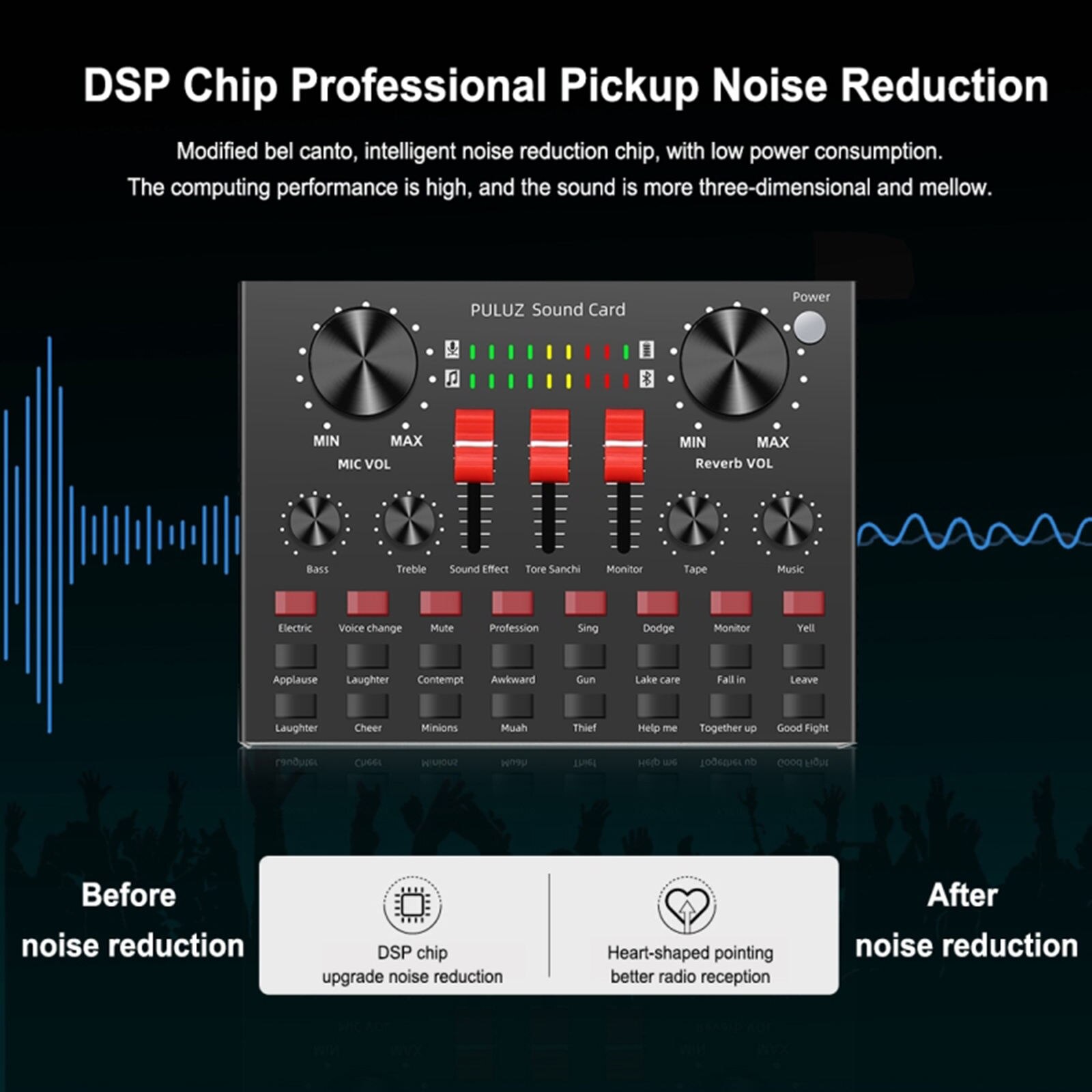 External Sound Card Karaoke Audio Sound Mixer for Phone Computer Laptop PC