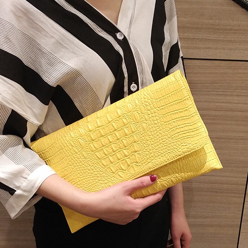 Highreal mulher envelope noite sacos de embreagem padrão crocodilo branco feminino couro pu bolsas ombro crossbody bolsas