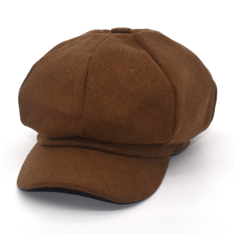 FUODRAO octogonal sombreros mujeres Espana boina retro sombrero gorra de Color sólido Otoño Invierno Casual mujer mono tapas C2: brown