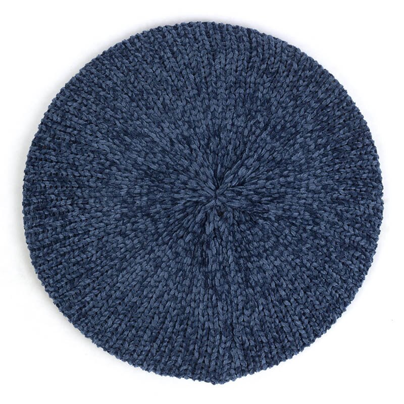 Knitted Wool Hats For Women Lady Winter Berets Spring Casual Warm Hat Female Solid Color Beret Hats Caps: Navy