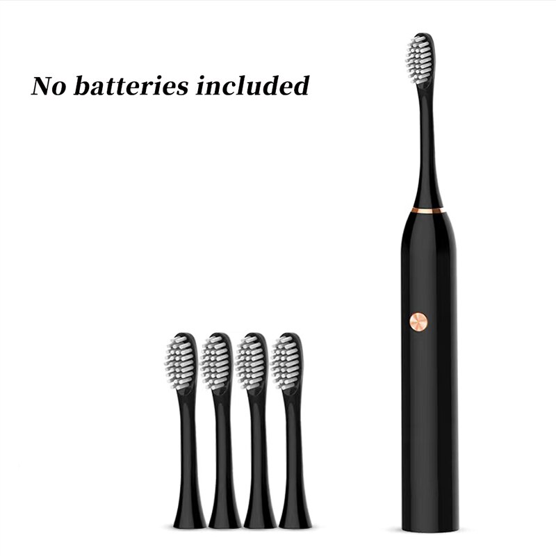 Smart electric toothbrush adult students soft hair automatic USB charging ultrasonic couples brushing comfortable and healthy: A black No batteries