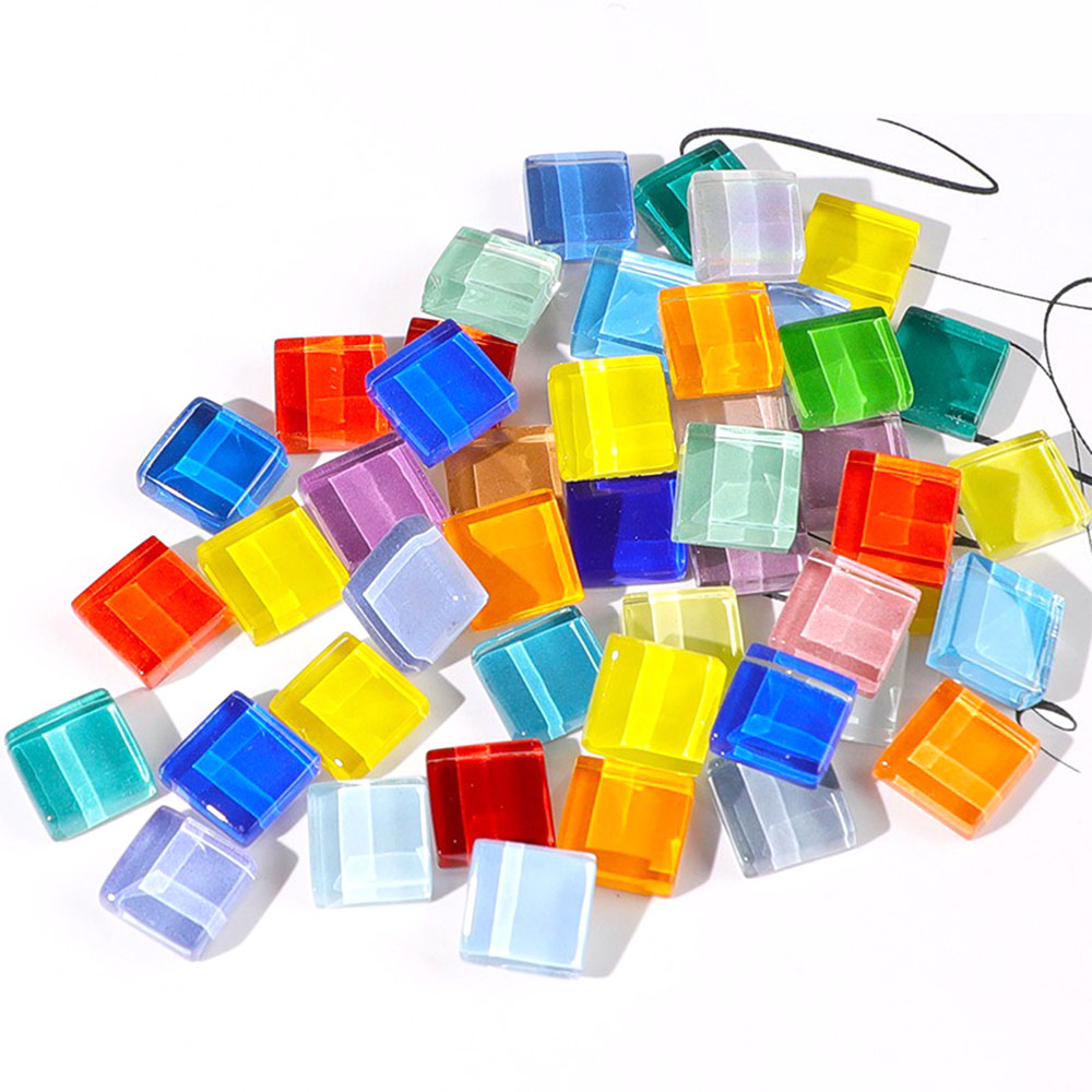 50PCS Mixed Color Glitter Glass Mosaic Grain Tiles Crafts For Stepping Stones Puzzle Garden Decor Hand Mosaics Flowerpots Making: Mixed Color