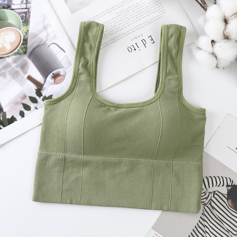 Stijl Vrouwen Ondergoed Tube Tops Sexy Effen Kleur Beha Mode Brede Sling Sport Tank Up Vrouwelijke Bovenkleding Top sexy Lingerie: green