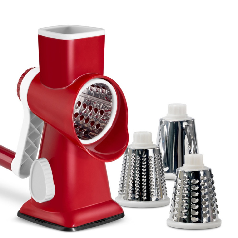 Keukengadget 3-in-1 Handslinger Groentesnijder Handmatig Arbeidsbesparende Roterende Kaasrasp Plastic Groentenversnipperaar Wortelen: Licht Geel