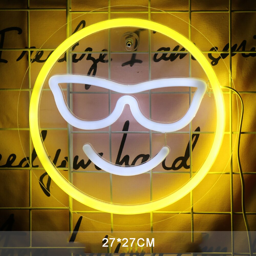 LED Neon Sign USB Powered Party Wall Hanging Light Christmas Tree Love Moon Star Unicorn Smile Cloud Gutar Bedroom Decor