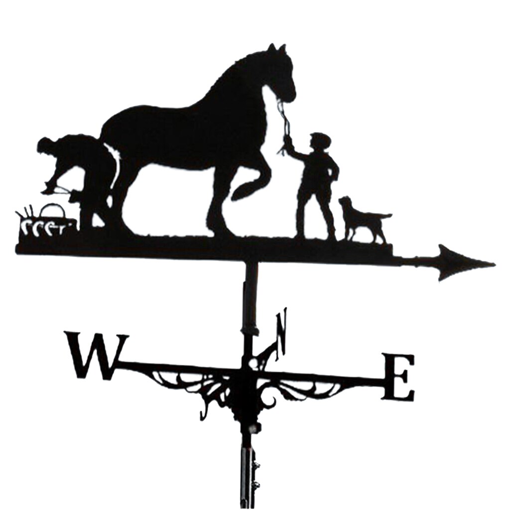 Weathervane Weather Vanes Roofs Retro Garden Stake Weather Vane Measuring Tools Outdoor Roof Decoration Architecture Decor Craft: Horse 2