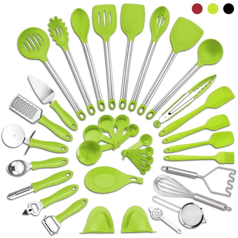37Piece EU Kitchen Set Cooking Utensils Silicon And Stainless Steel Nylon Non-stick Spatula Set Baking Tool Set Cocina