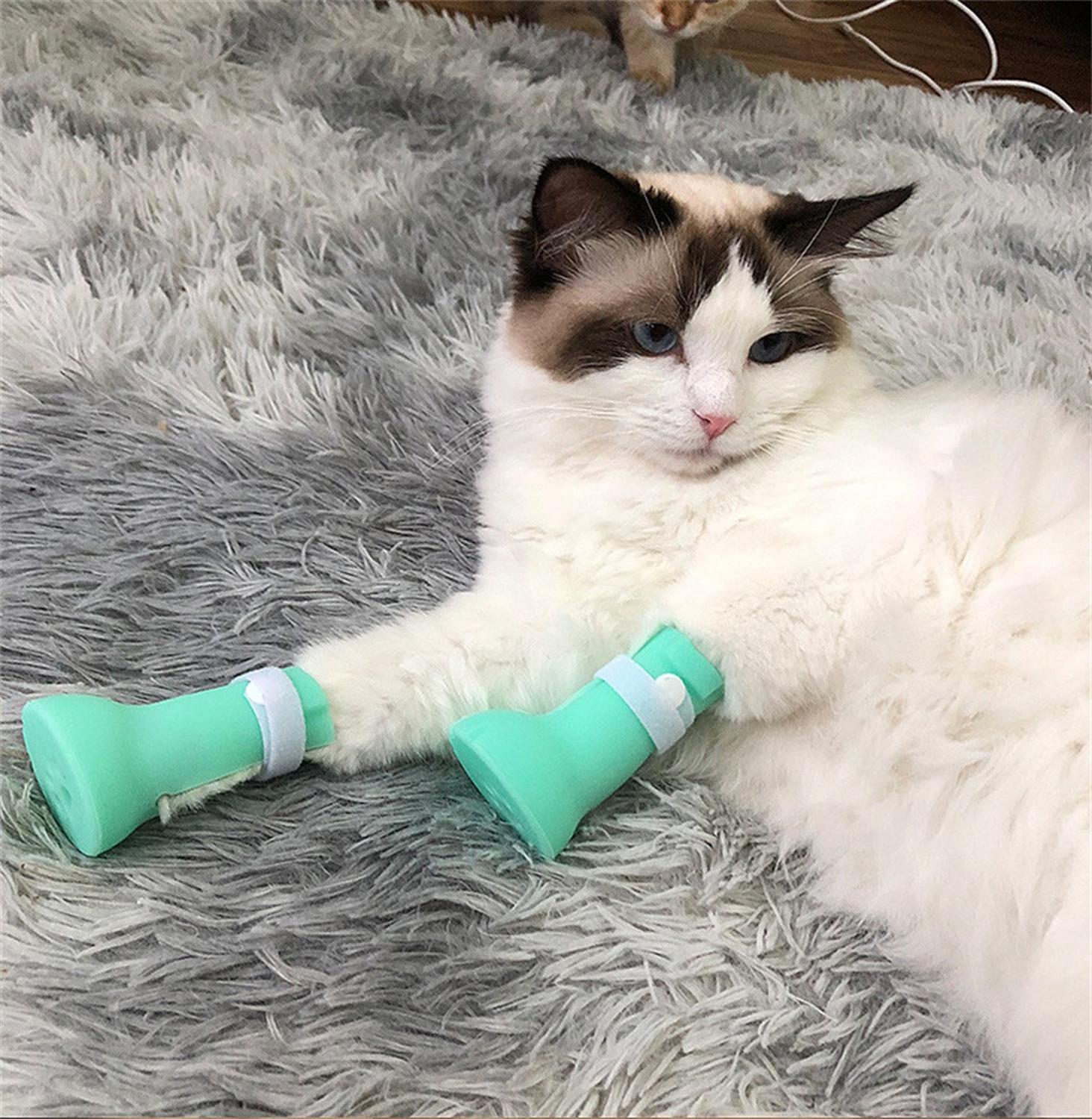 Silicone chat toilettage fournitures anti-rayures chaussures pour chats réglable chat de compagnie bottes bain lavage chat griffe patte couverture protecteur