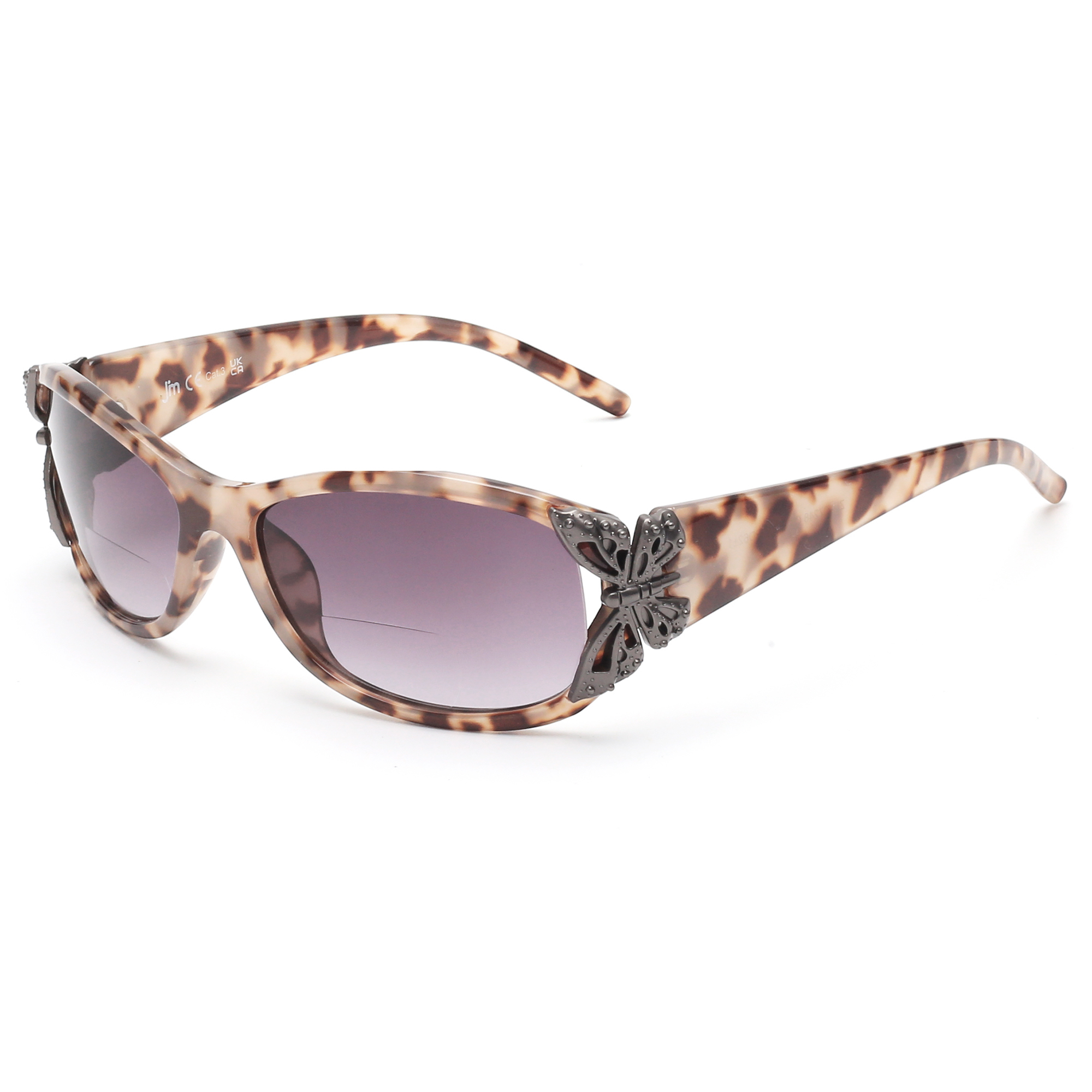 JM Bifokale Lesesonnenbrille für Damen, modische Sonnenleser, Outdoor-Lesebrille, UV400-Schutz: WHITE / +350
