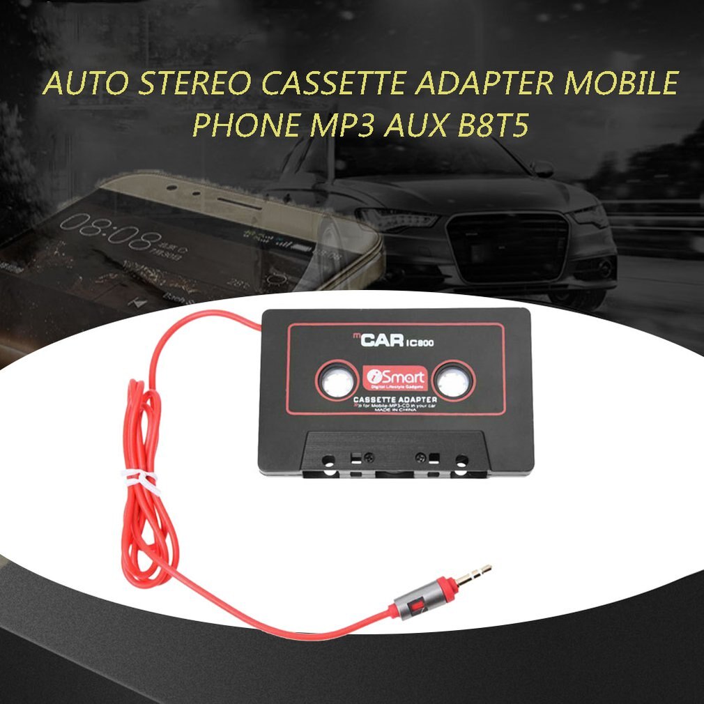 Adaptador de grabadora de Cassette para reproductor de CD de coche, 3,5mm, AUX, MP3, B8T5, Color negro, rojo, duradero,