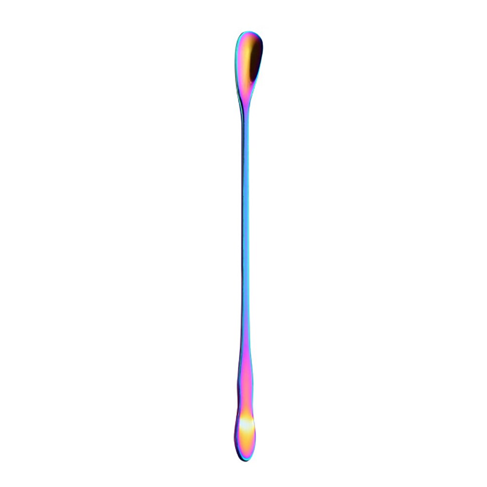 Cuchara de café expreso de 20cm, cuchara de cocina portátil de mango largo de acero inoxidable para cucharita y cubertería, cuchara para mezclar café y helado, utensilios para el hogar: Multicolor