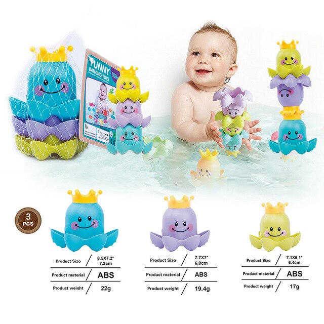 Baby Bathing Toy Kids Cute Duck Penguin Egg Water Spray Sprinkler Bathroom Sprinkling Shower Swimming Water Kids Water Toys: Octopus A