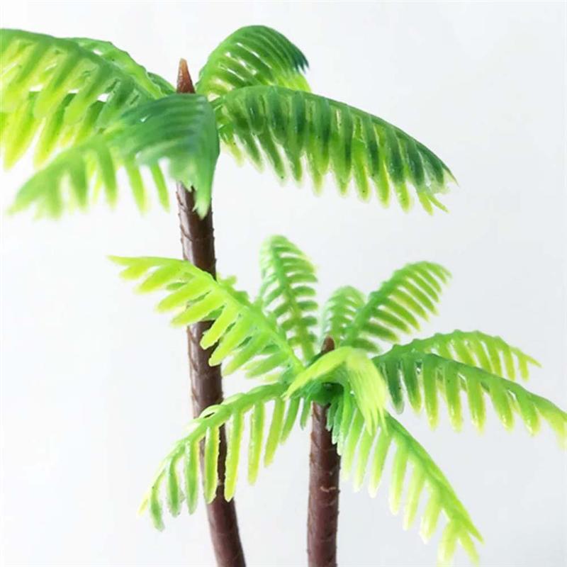 12 piezas de plástico de coco palmera plantas artificiales macetas de plantas en miniatura Bonsai artesanía Micro paisaje DIY decoración para el hogar A3
