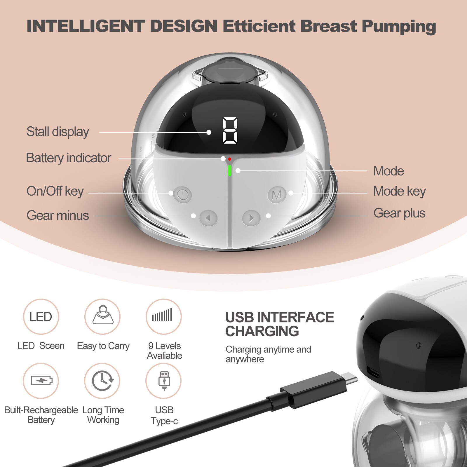 2022 håndfri håndfri in-bra elektrisk brystpumpe lydløs usynlig smertefri fødepumpe bærbar integreret brystpumpe