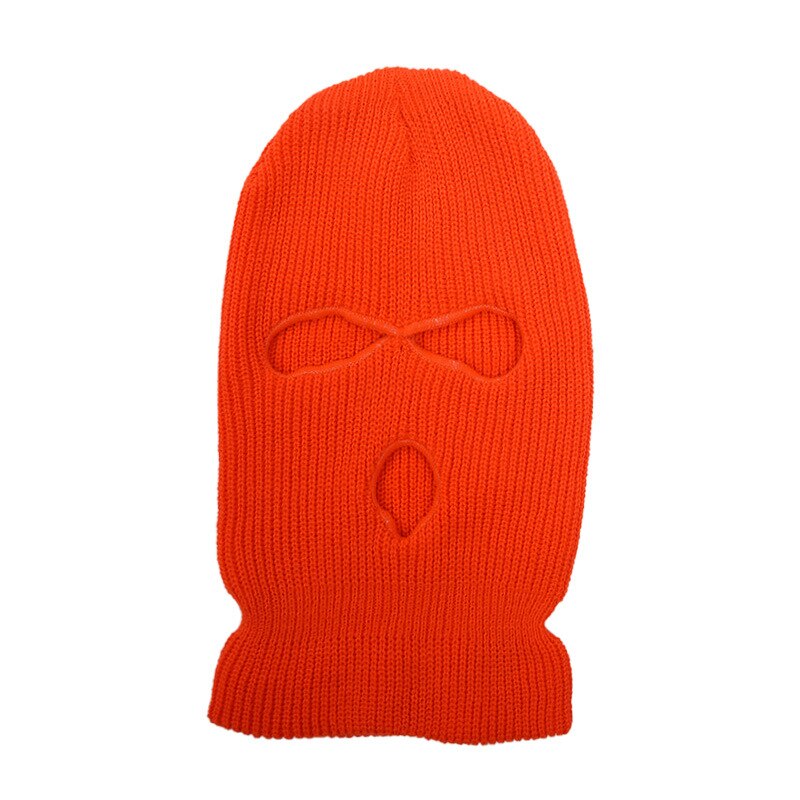 Ski Masker Gebreide Gezicht Cover Winter Volgelaatsmasker Voor Winter Outdoor Sport Winter Drie 3 Gat Bivakmuts gebreide Muts: Orange