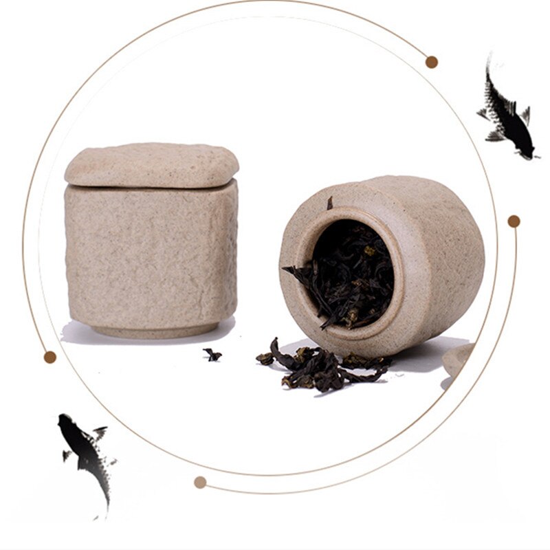 Mini caja de té creativa de cerámica gruesa, caja de té pequeña de cerámica para el hogar, Mini frasco de hojas de té sellado de viaje