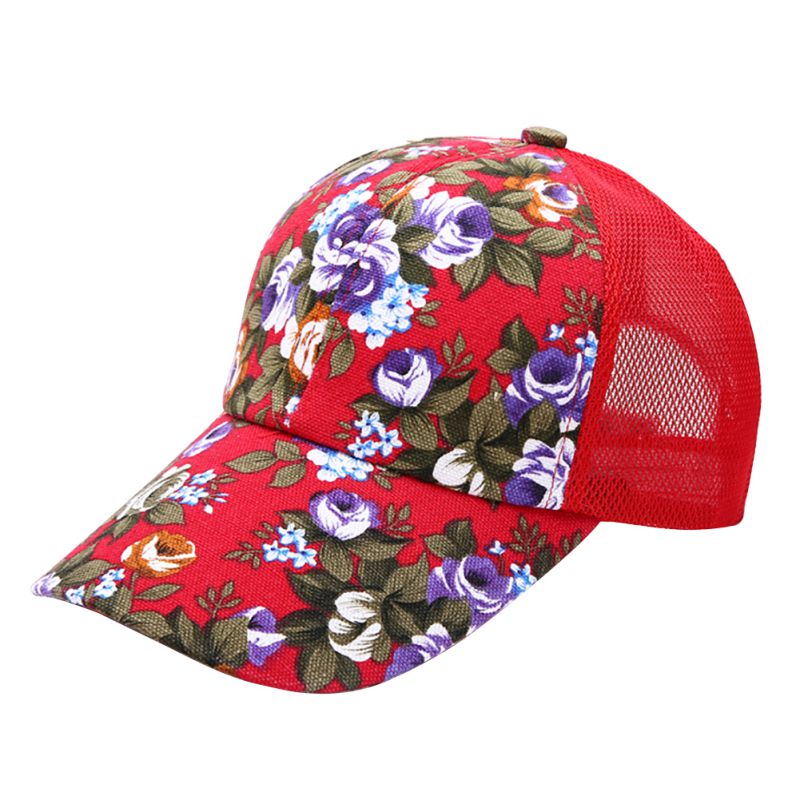 Female Floral Hat Baseball Cap Mesh Cap Spring and Summer Leisure Sun Visor Sun Hat Snapback Cap