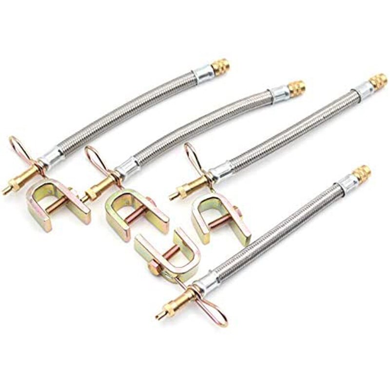 4Pcs 12 Inch Flexible Valve Stem Extenders Stainless Steel Tyre Tire Valve Stem Extension Adaptors Car Truck Trailer: Default Title