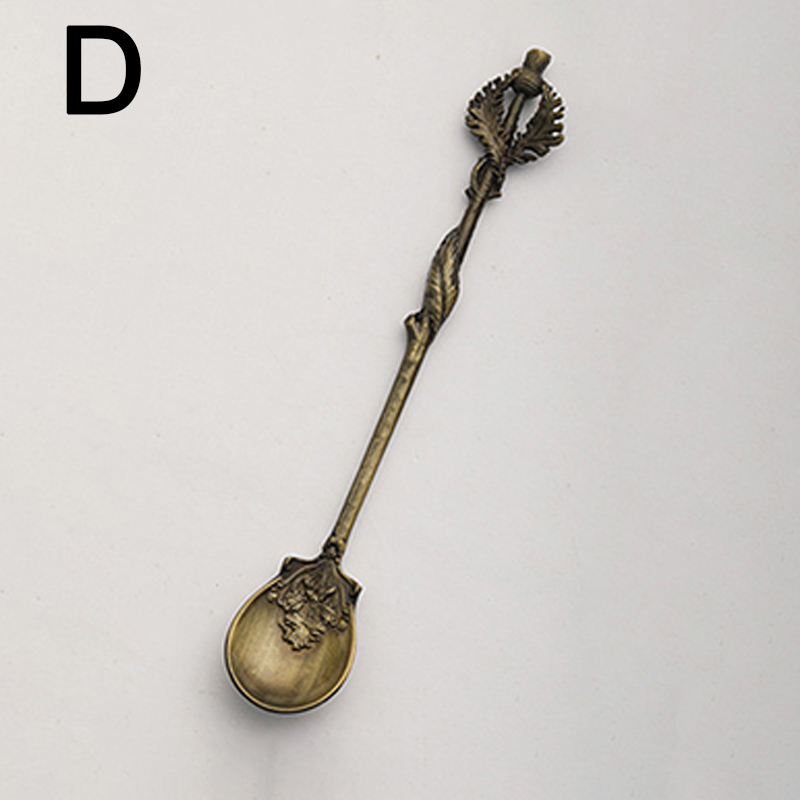 Vintage Crystal Retro Coffee Tea Spoon Carved Flower Small Spoonful Dessert Spoons Afternoon Tea Little Tableware Supplies: D