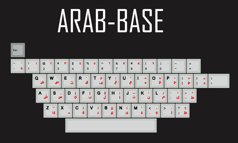 kprepublic 139 Arabic language root font letter Cherry profile Dye Sub Keycap PBT for gh60 xd60 xd84 cospad tada68 87 104 fc660: Arabic Base x1