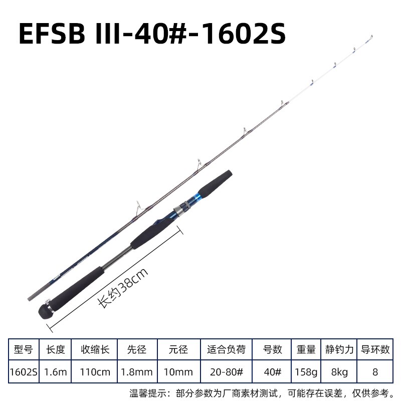 2022 ECOODA EFSB III Offshore Boat Fishing Rod 1.6m/1.8m/2.1m/2.4m/2.7m Bottom Rod Spinning Casting Rod 40-120# Luminous Tip: EFSB III-1602S