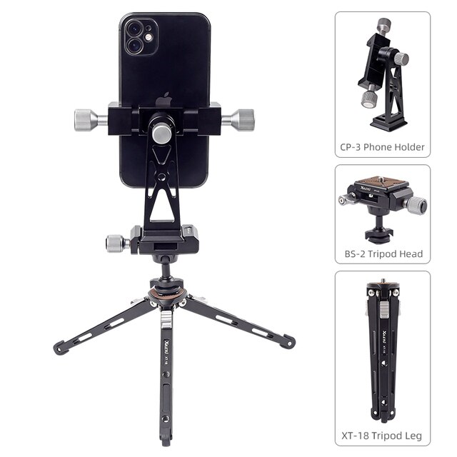 XILETU BS-2 Metal Cold Shoe Clip Ball Head Lightweight Mini Tripod 360 Degree Panoramic Heads Stand for DSLR Micro-Single Camera: BS2-XT18-CP3