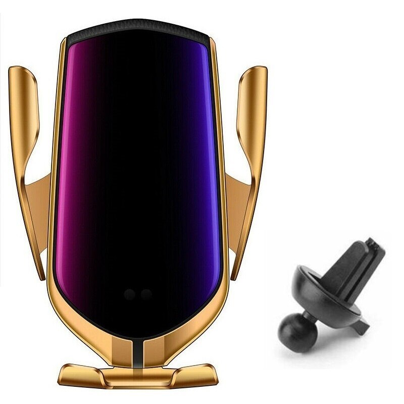 Automatic Clamp 10W Car Wireless Charger for Samsung S10 Note9Note8 Qi Infrared Induction Car Holder with Navigation Positioning: Gold air outlet