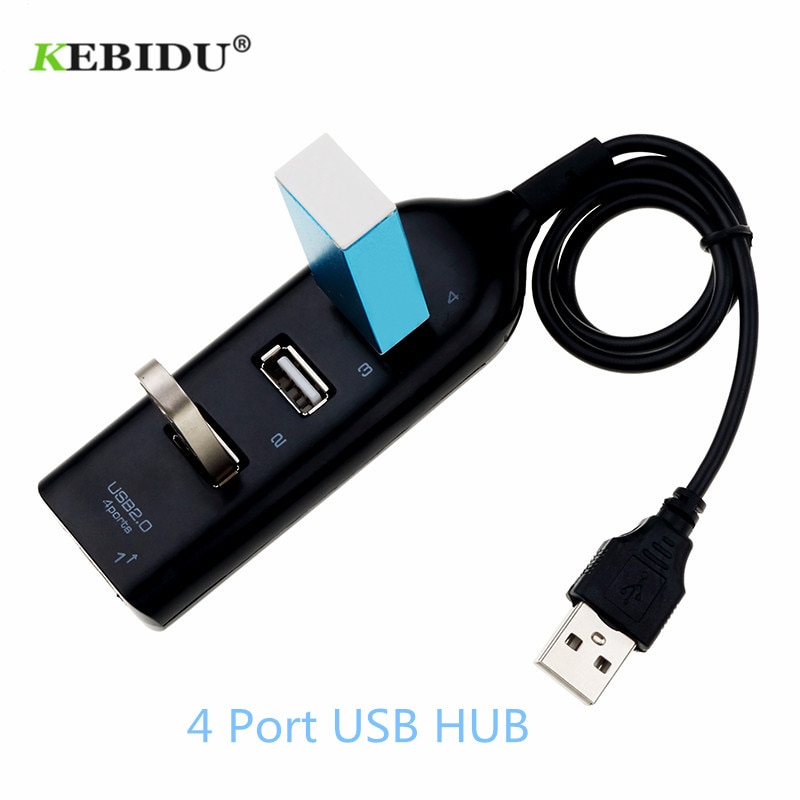 Kebidu Mini USB 2.0 Hi-Speed 4 Port USB Hub Splitter Hub Adapter Voor PC Computer Voor Draagbare Harde drives