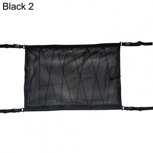 Net Bag Adjustable High Toughness Polyester Zipper Adjustable Drawstring Ceiling Net Pocket for Car: Black 2