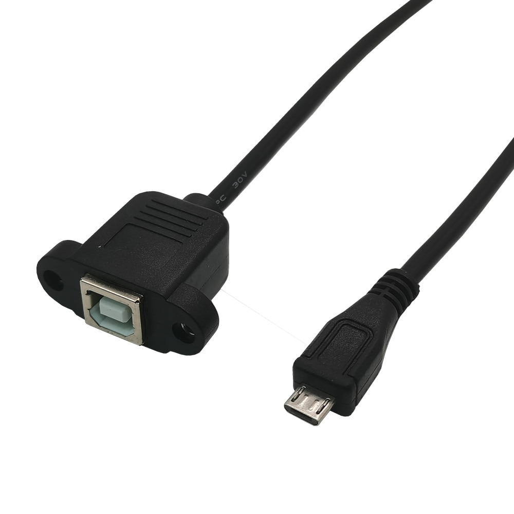 Micro USB 5pin Male to USB B Female Panel Mount Type Cable 30cm/50cm with Screws