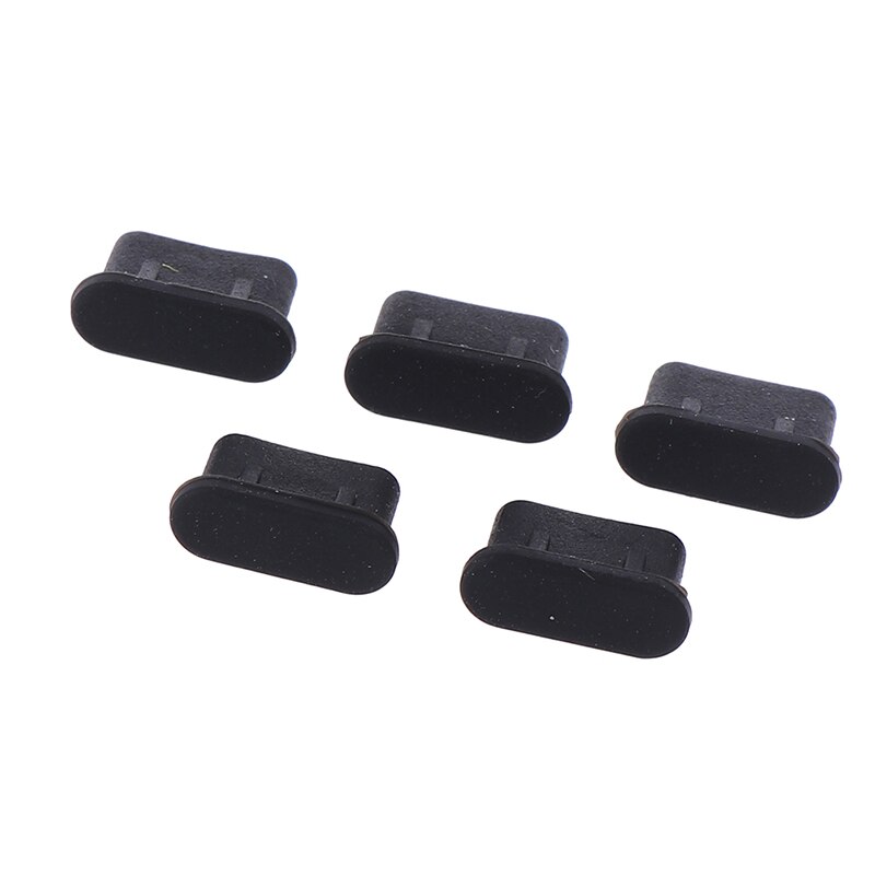 Enchufe de cargador USB tipo C para teléfono móvil, protector antipolvo, 5 uds./10 Uds.: 5pcs Black